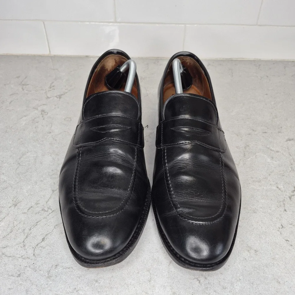 Allen Edmonds Lake Forest Loafers Shoes Black Leather‎ Hand Crafted in USA 12 D